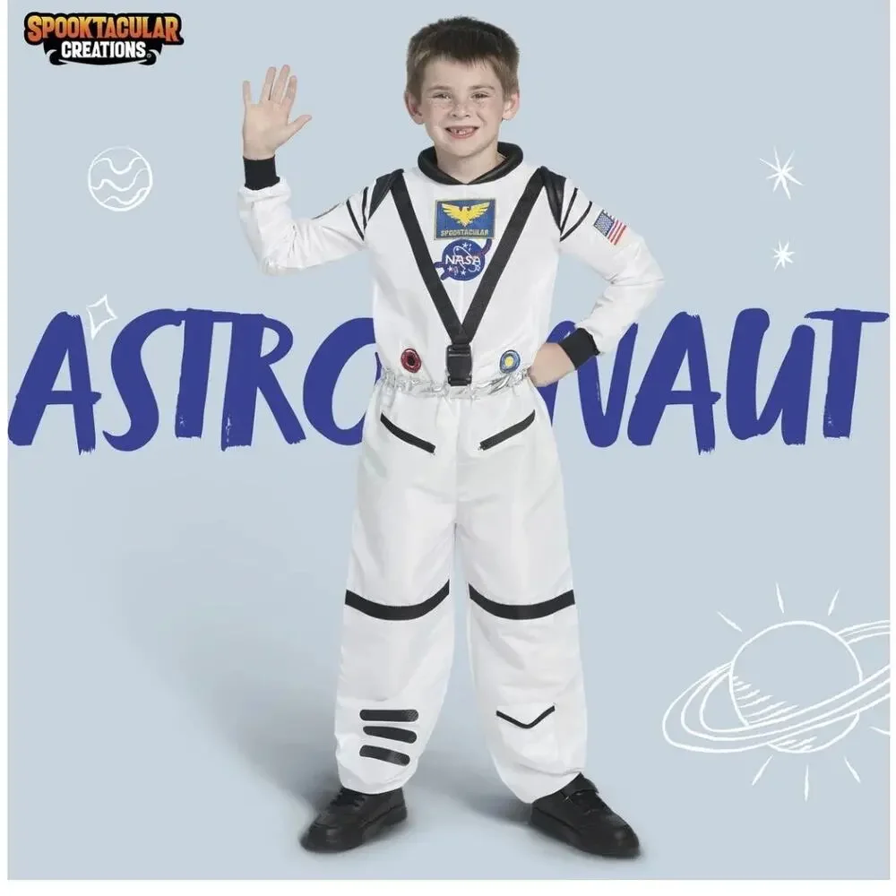 Spooktacular Creations Astronaut Costume Jumpsuit White Space Suit 3T (3-4 Yrs)